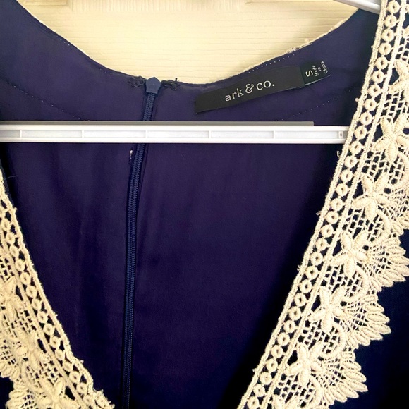 Navy Romper w/ Cream Lace Detail - Size S - ark & co - Picture 2 of 6